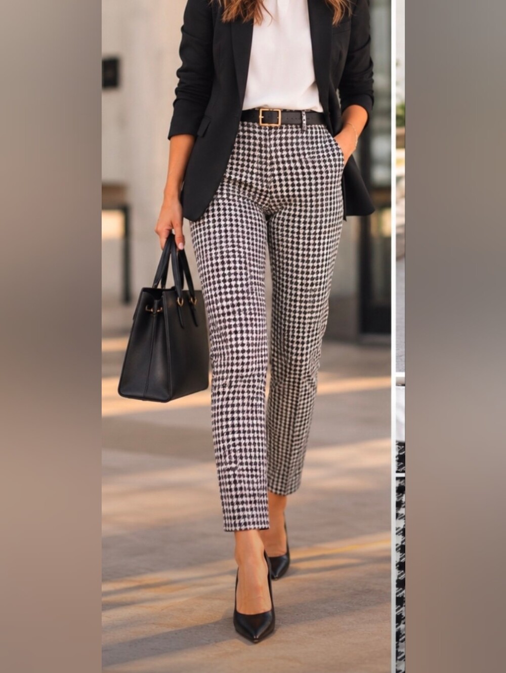 Banana Republic Sloan Houndstooth Ankle Pants Size 10 Black White Slim Fit